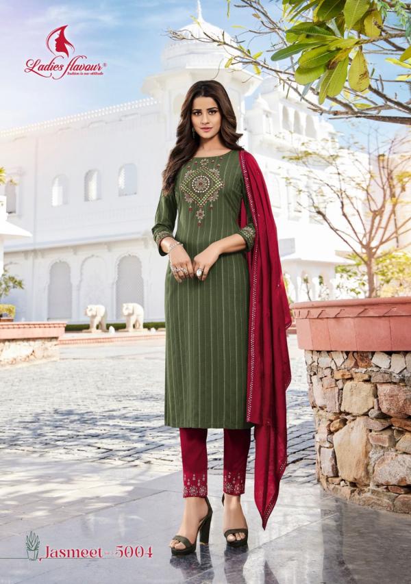 Ladies Flavour Jasmeet Vol 5 New Rayon Kurti With Bottom Dupatta Collection